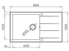 PYRAMIS Granitový kuchyňský dřez ATHLOS(86X50) 1B 1D PLUS VOLCANO (070217801)
