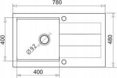 PYRAMIS Granitový kuchyňský dřez SPARTA PLUS LUX 78x48 1B 1D VANILLA 070084001