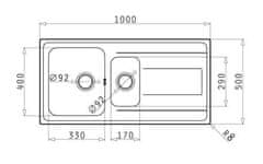 PYRAMIS Nerezový kuchyňský dřez ALEA (100X50) 1 1/2B 1D (107155001)
