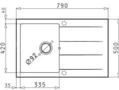 PYRAMIS Granitový kuchyňský dřez ATHLOS (79X50) 1B 1D SNOW (070070011)