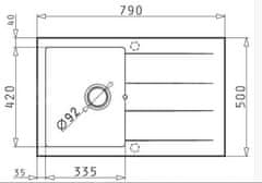 PYRAMIS Granitový kuchyňský dřez ATHLOS (79X50) 1B 1D DARK BEIGE (070070211)