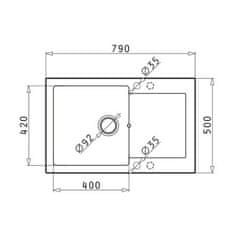 PYRAMIS Granitový kuchyňský dřez MIDO (79x50) 1B 1D včetně lankového ovládání INDUSTRIAL GREY (070088701)