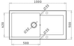 PYRAMIS Granitový kuchyňský dřez MIDO (100x50) 1B 1D včetně lankového ovládání BEIGE (070089501)