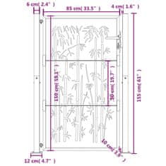 Vidaxl Zahradní branka antracitová 105 x 155 cm ocel Bambus