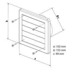 HACO Mřížka větrací gravitační VM, 150 x 150 mm G/100 mm, bílá 0215