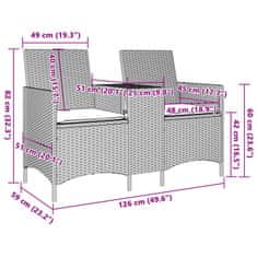 Vidaxl Zahradní pohovka 2místná se stolek a poduškami béžová polyratan