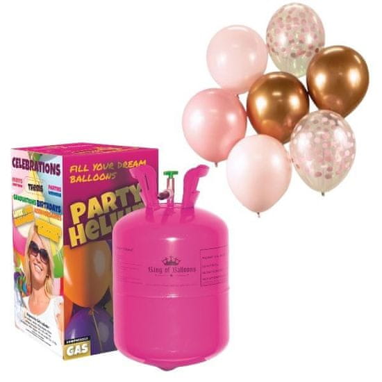 Helium sada HELIUM + SADA LATEXOVÝCH BALÓNKŮ - růžová - 7 ks - 30 cm