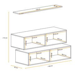 eoshop Set skříněk SWITCH SB II, černá matná a wotan/černý lesk a wotan