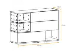 Importworld Komoda ABW DILK, perla bílá / bílý lesk