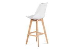 Autronic Barová židle Barová židle, bílá plast+ekokůže, nohy masiv buk (CTB-801 WT)