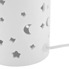 KONDELA Keramická stolní lampa bílá, vzor měsíc a hvězdy DANAR