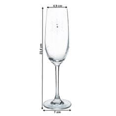 KONDELA SNOWFLAKE CHAMPAGNE sklenice na šampaňské set 4 ks s krystaly 230 ml