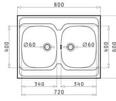 PYRAMIS Nerezový kuchyňský dřez INTERNATIONAL (80X60) 2B (100103501)