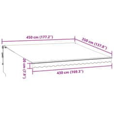 Vidaxl Automatická zatahovací markýza antracitová a bílá 450 x 350 cm