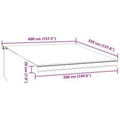 Vidaxl Ručně zatahovací markýza antracitová a bílá 400 x 350 cm