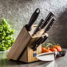 Zwilling Profesionální kuchyňské nože S 7 EL černé z nerezové oceli v bloku s brouskem a nůžkami