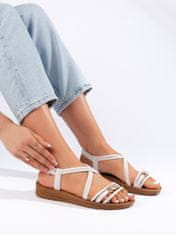 Amiatex Zajímavé bílé sandály dámské bez podpatku, bílé, 39