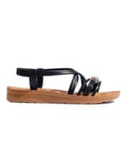 Amiatex Trendy černé dámské sandály bez podpatku, černé, 37