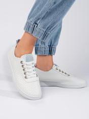 Amiatex Krásné dámské bílé tenisky bez podpatku + Ponožky Gatta Calzino Strech, bílé, 40