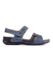 Amiatex Zajímavé sandály dámské modré na plochém podpatku, odstíny modré, 35
