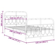Vidaxl Kovový rám postele s hlavovým a nožním čelem bílý 120 x 190 cm