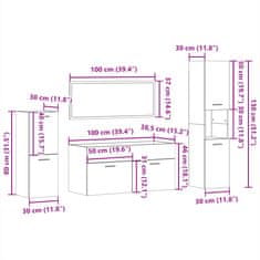 Vidaxl 4dílný set koupelnového nábytku betonově šedý kompozitní dřevo