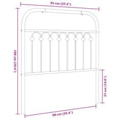 Vidaxl Kovové čelo postele černé 90 cm