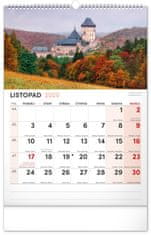 Presco Publishing NOTIQUE Nástěnný kalendář Malebná zákoutí Česka s extra velkým kalendáriem 2025, 33 x 46 cm