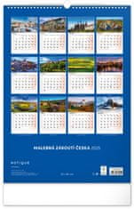 Presco Publishing NOTIQUE Nástěnný kalendář Malebná zákoutí Česka s extra velkým kalendáriem 2025, 33 x 46 cm