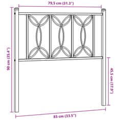 Vidaxl Kovové čelo postele bílé 80 cm