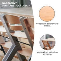 Kinderkraft Židlička jídelní Enock Grey wooden, Premium