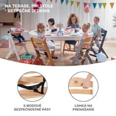 Kinderkraft Židlička jídelní Enock Grey wooden, Premium