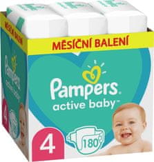 Pampers Active Baby Pleny jednorázové 4 (9-14 kg) 180 ks - MĚSÍČNÍ ZÁSOBA