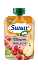 Sunar BIO ovocná kapsička hruška, malina 4m+, 100 g