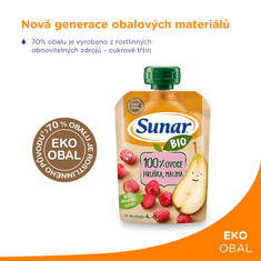 Sunar BIO ovocná kapsička hruška, malina 4m+, 100 g