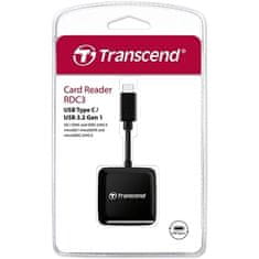 Transcend Čtečka paměťových karet RDC3 USB-C/ SDHC, SDXC (UHS-I), microSDHC, microSDXC (UHS-I) - černá