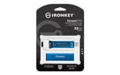 Kingston IronKey Keypad 200/32GB/USB 3.2/USB-A/Modrá