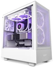 NZXT skříň H5 Flow edition / 2x120 mm fan / USB 3.0 / USB-C 3.1 / průhledná bočnice / mesh panel / bílá