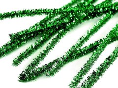 Chlupaté modelovací lurexové drátky Ø6 mm délka 30 cm - zelená trávová (100 ks)