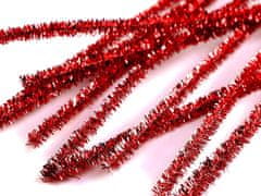 Chlupaté modelovací lurexové drátky Ø6 mm délka 30 cm - červená jahoda (20 ks)