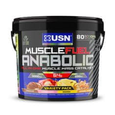 USN Muscle Fuel 4000 g variety pack (čokoláda, jahoda, banán a arašídy s karamelem)