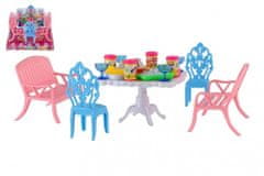 Teddies Nábytek pro panenky/stůl a židle plast 4 barvy v blistru