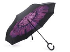 Obrácený deštník dvouvrstvý - fialová květ