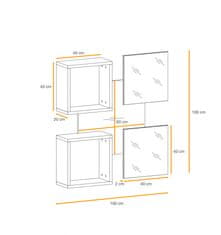 eoshop EASY, nástěnný panel se dvěma policemi a dvěma zrcadly (typ 07), bílá / dub wotan