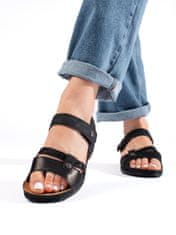 Amiatex Praktické sandály černé dámské na plochém podpatku, černé, 39