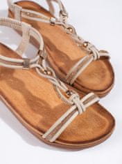 Amiatex Zajímavé sandály dámské hnědé na plochém podpatku, odstíny hnědé a béžové, 40