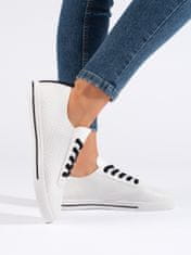 Amiatex Zajímavé bílé tenisky dámské + Ponožky Gatta Calzino Strech, bílé, 40