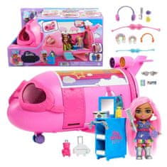 KOMFORTHOME Růžové duhové letadlo Panenka Barbie Extra Fly Minis pilot ZA5092