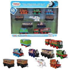 Mattel Tom a přátelé Sada 9 železnic, vlaků, vagónů + helikoptéra.
