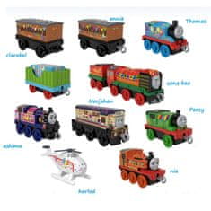 Mattel Tom a přátelé Sada 9 železnic, vlaků, vagónů + helikoptéra.